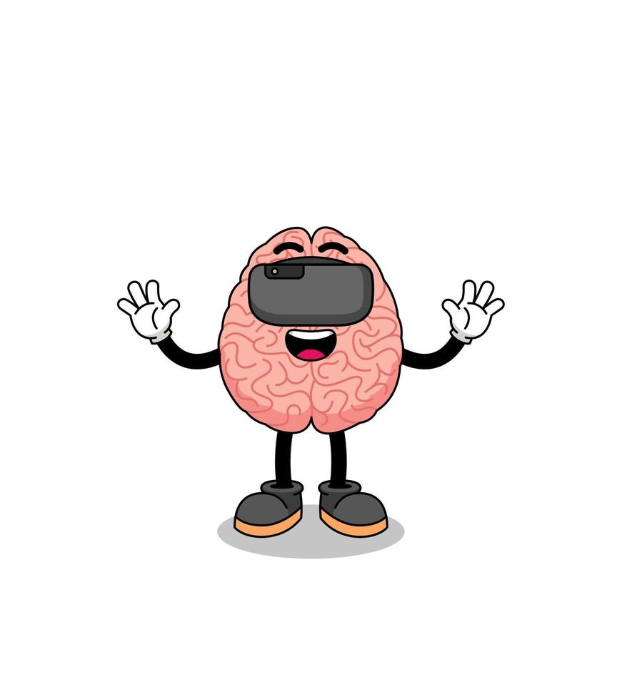 Illustration of brain with a vr headset vector