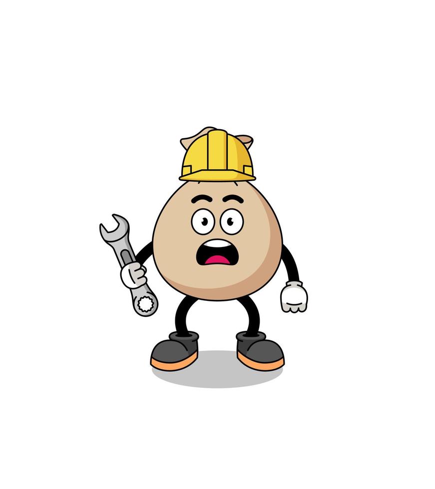 Character Illustration of money sack with 404 error vector