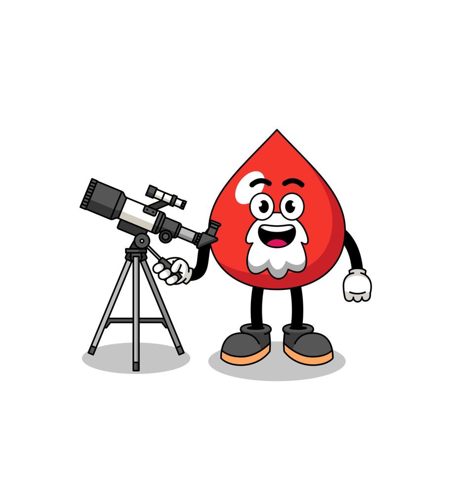 Illustration of blood mascot as an astronomer vector
