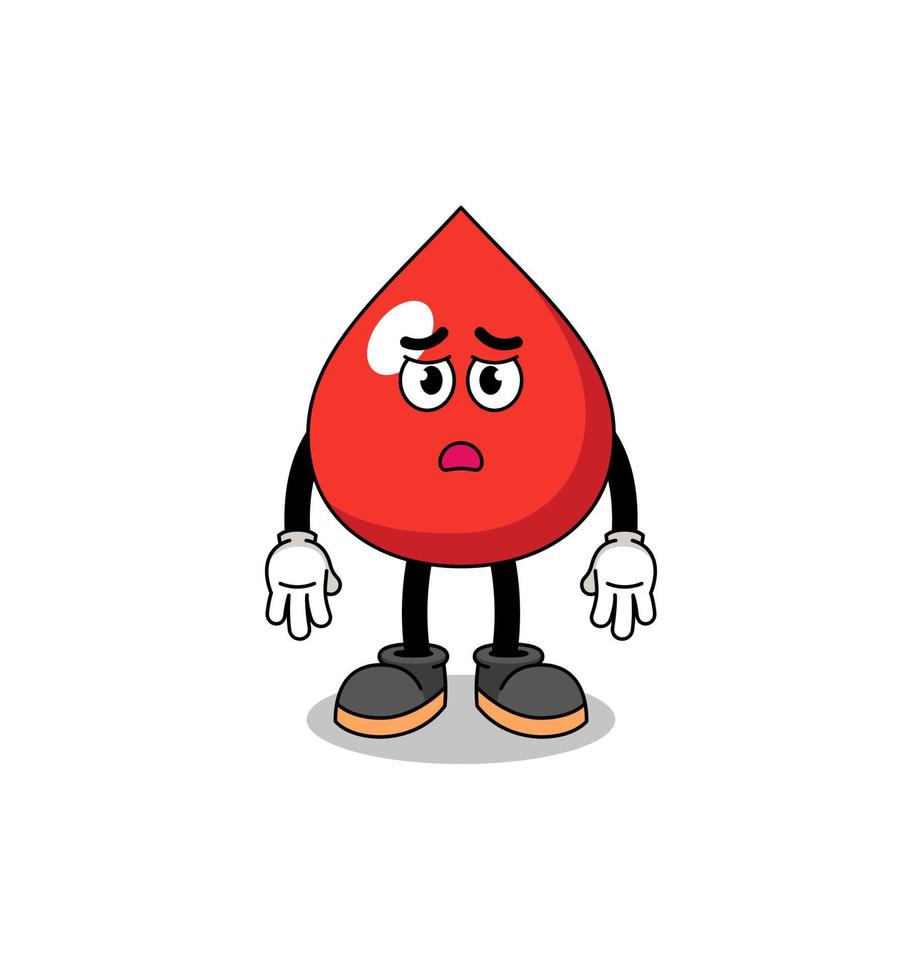 blood cartoon illustration with sad face vector