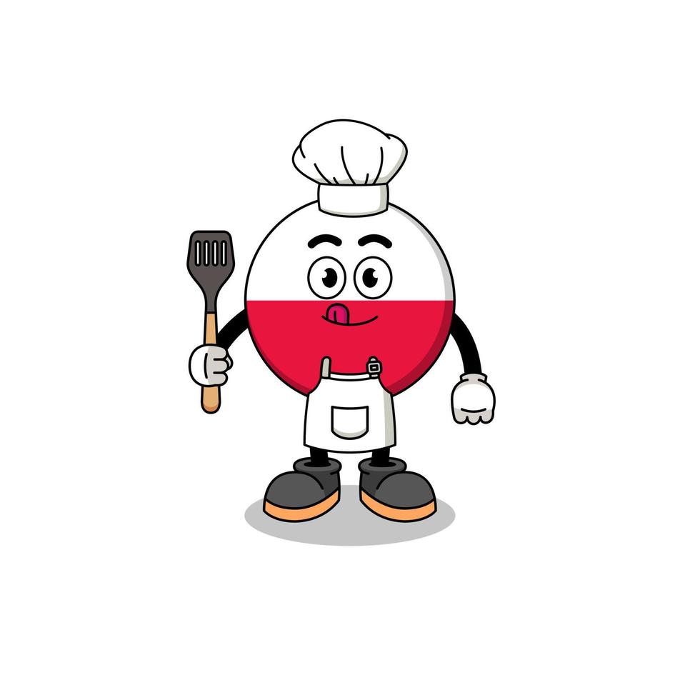 ilustración de la mascota del chef de la bandera de polonia vector