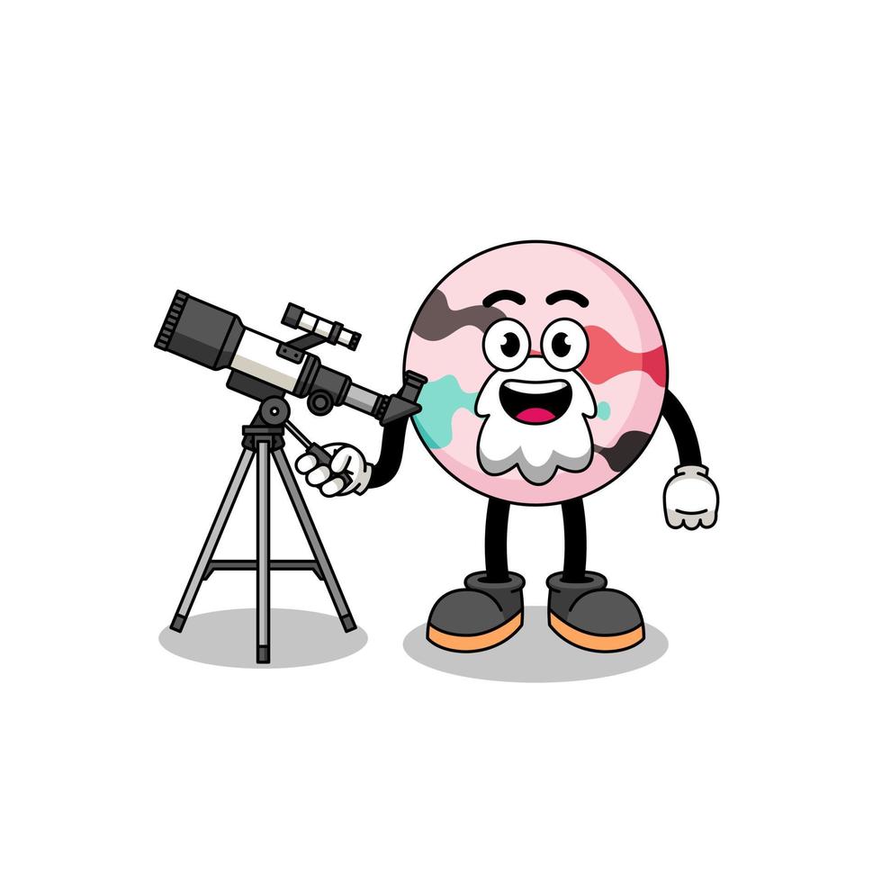 Illustration of bath bomb mascot as an astronomer vector