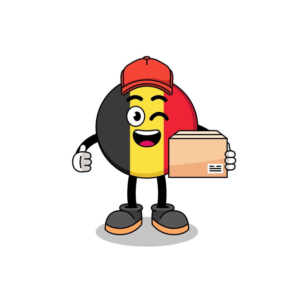 belgium flag mascot cartoon as an courier vector