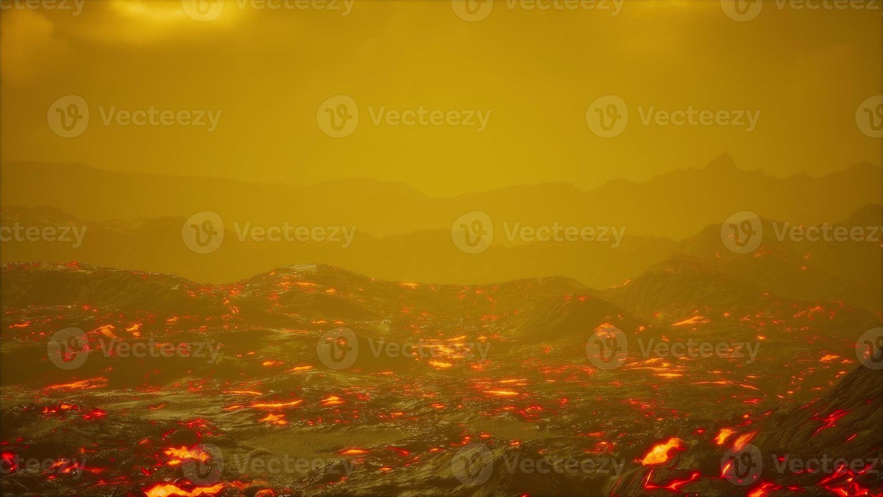 Lava Field under sunset clouds on background photo