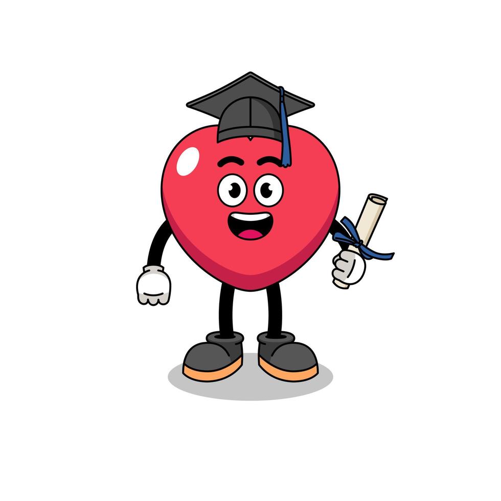 mascota de amor con pose de graduación vector