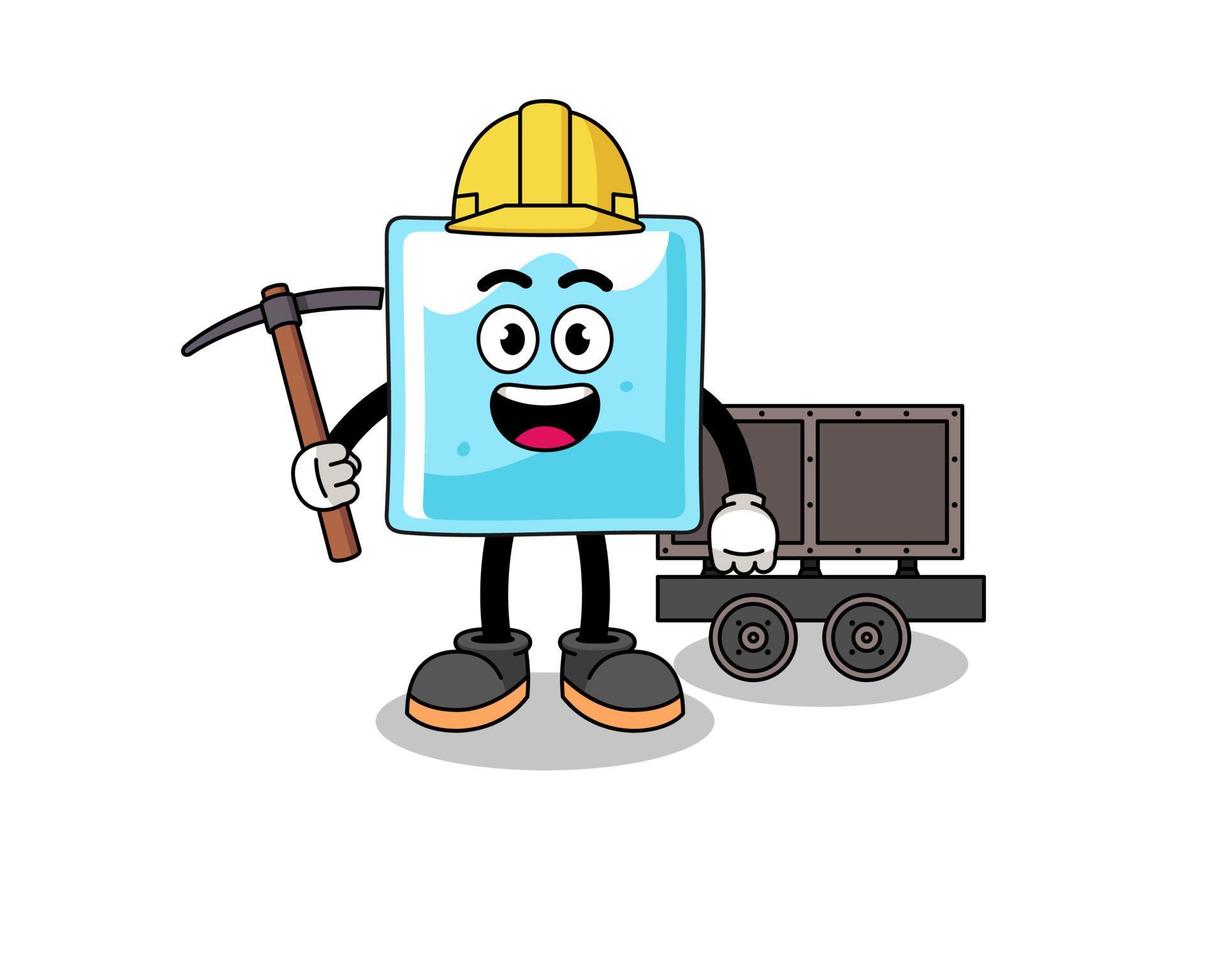 Mascot Illustration of ice block miner vector