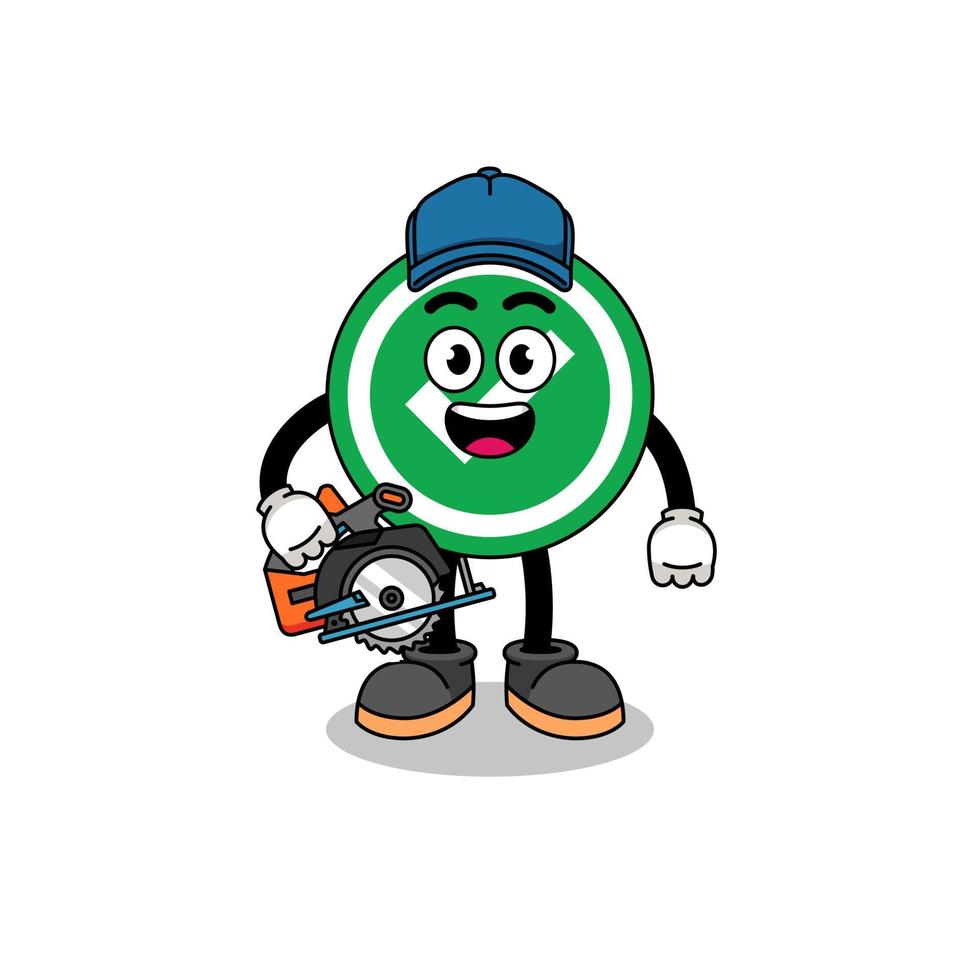Cartoon Illustration of check mark as a woodworker vector