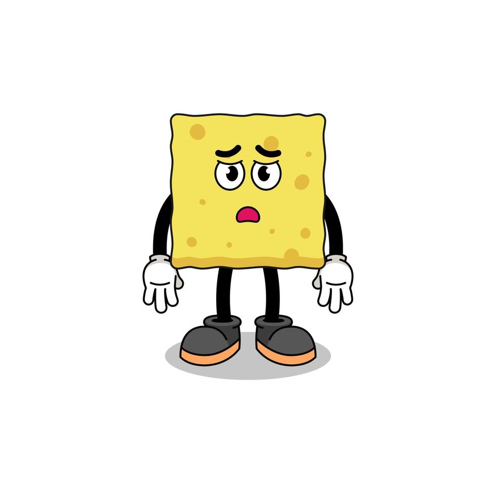 sponge cartoon illustration with sad face vector