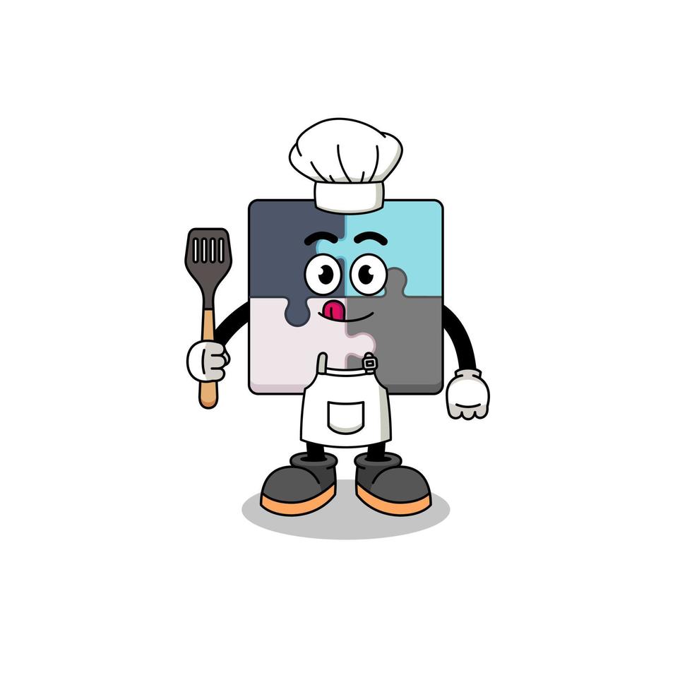 ilustración de mascota del chef de rompecabezas vector