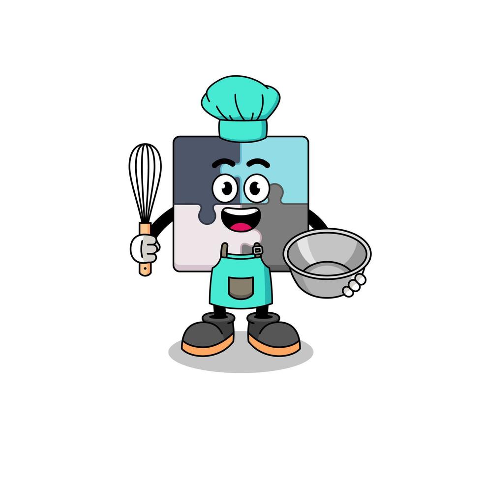 Illustration of jigsaw puzzle as a bakery chef vector