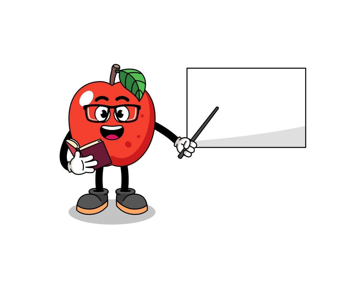 caricatura de la mascota del maestro de manzana vector