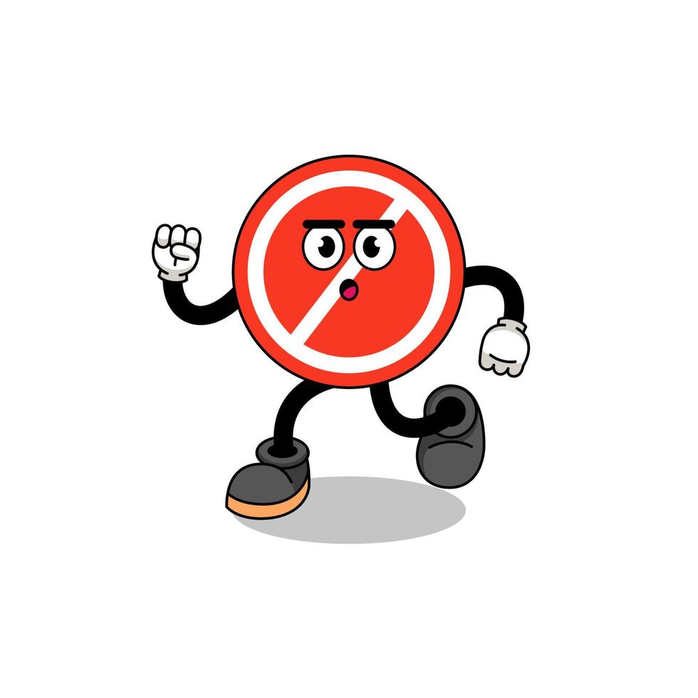 running stop sign mascot illustration vector