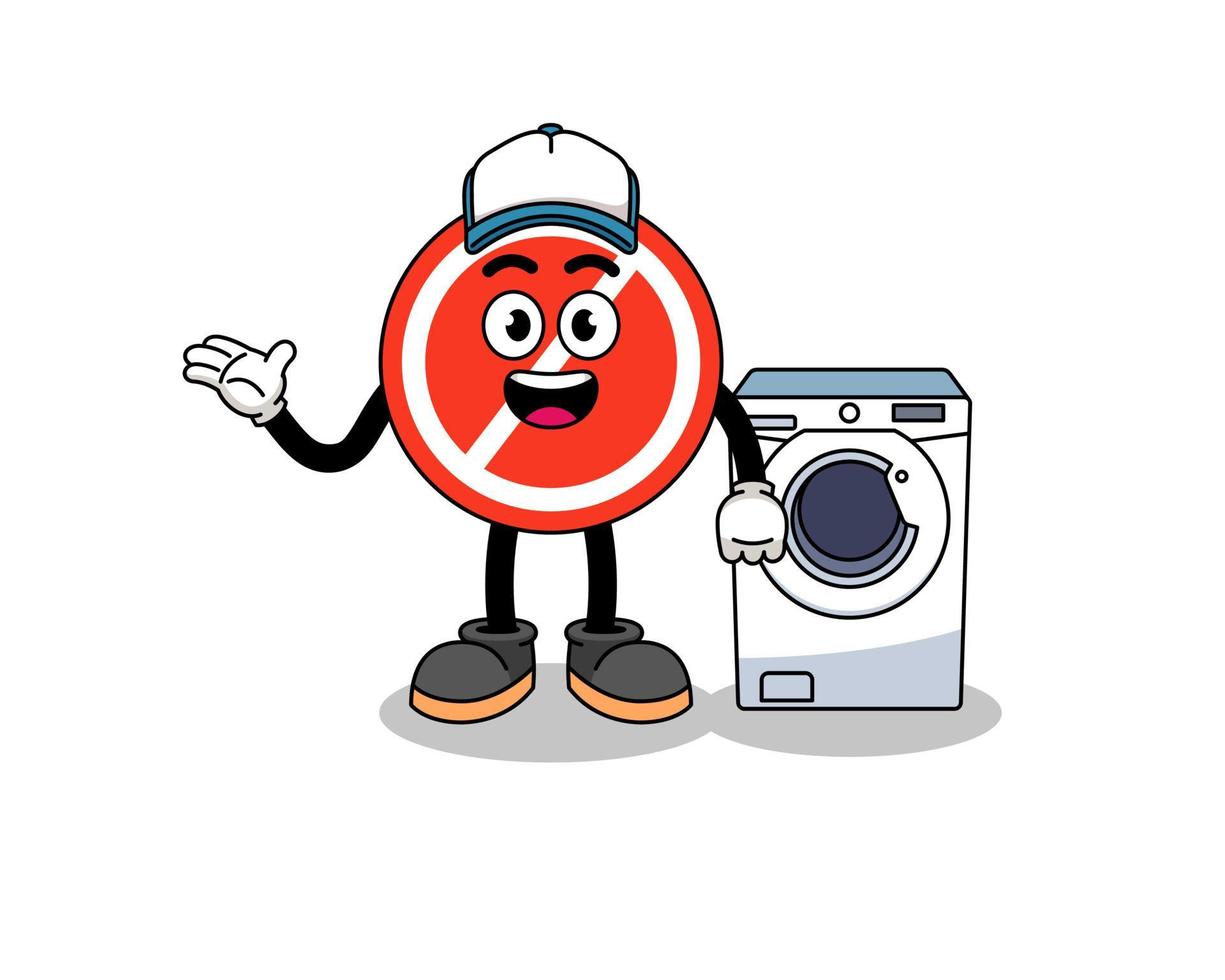 stop sign illustration as a laundry man vector