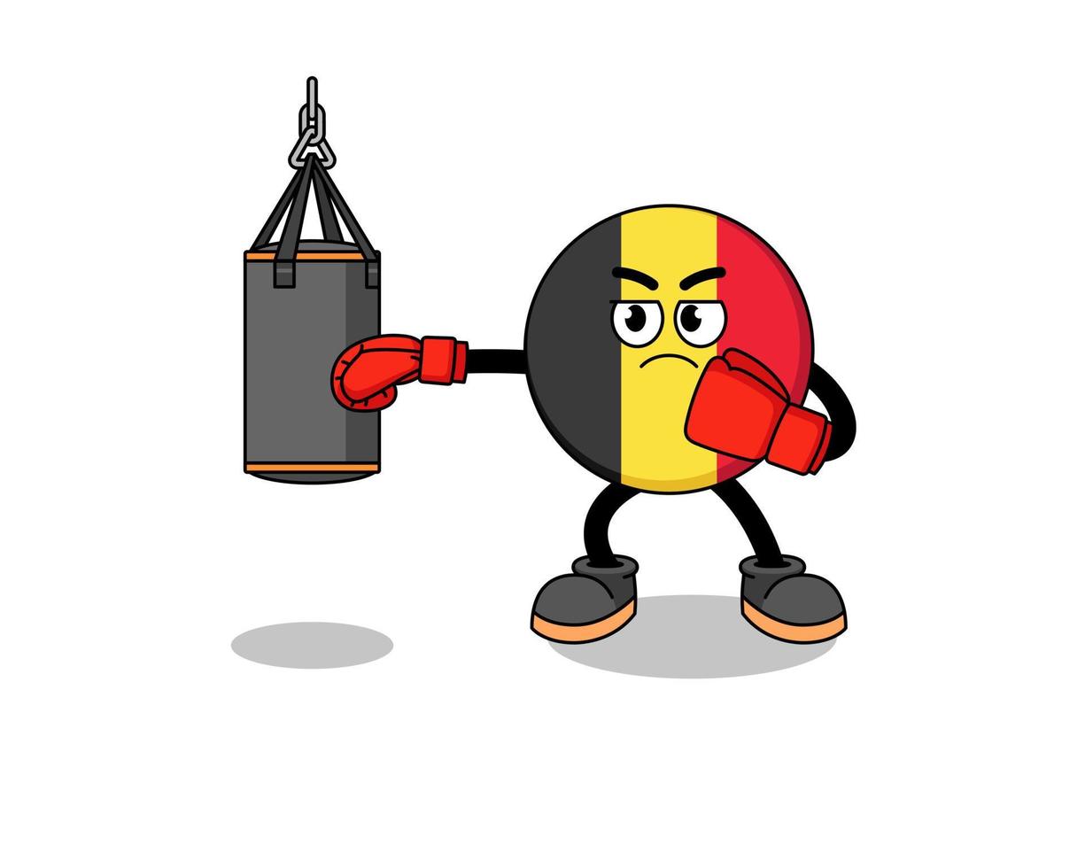 ilustración, de, bandera bélgica, boxeador vector