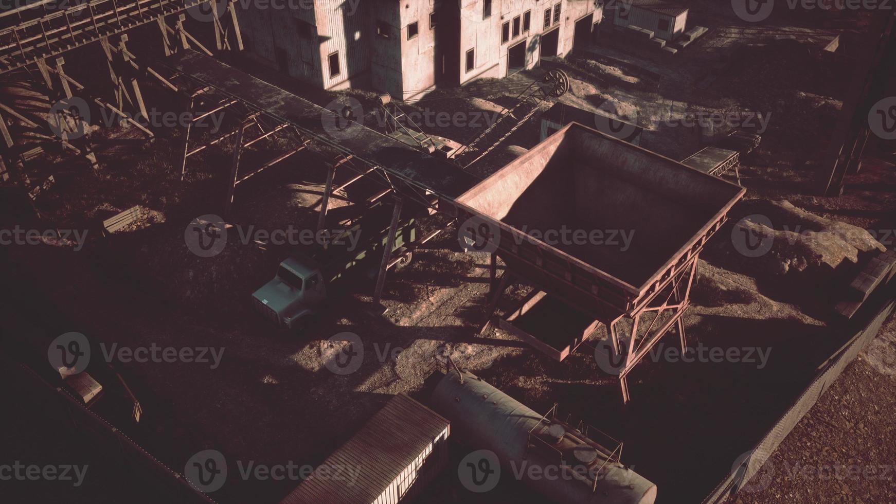 Aerial view of old abandoned mine photo