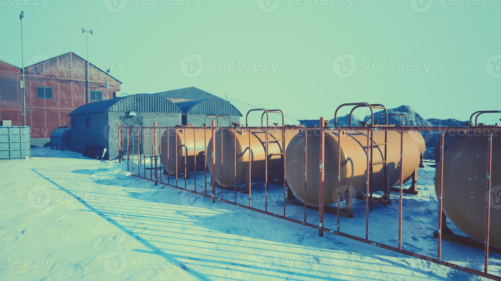 View of old antarctic base at South Pole Station in Antarctica photo