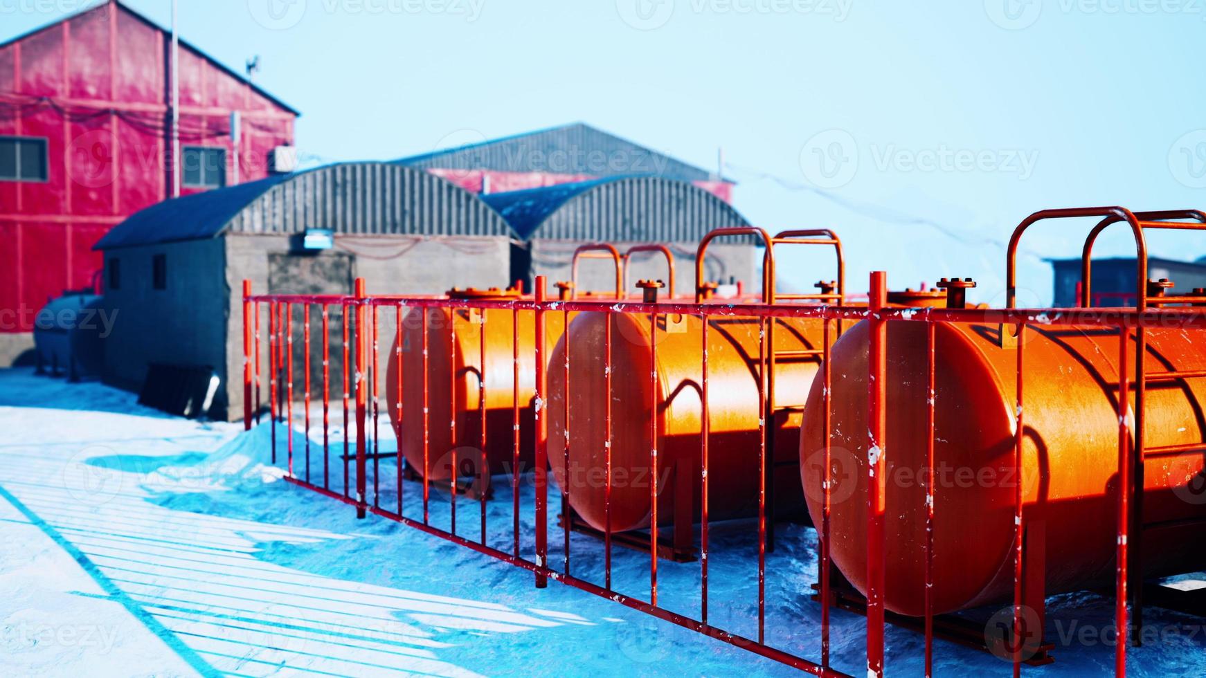 View of old antarctic base at South Pole Station in Antarctica photo