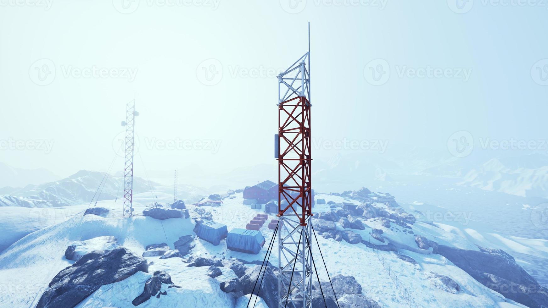 Aerial view of antarctic Station in Antarctica photo