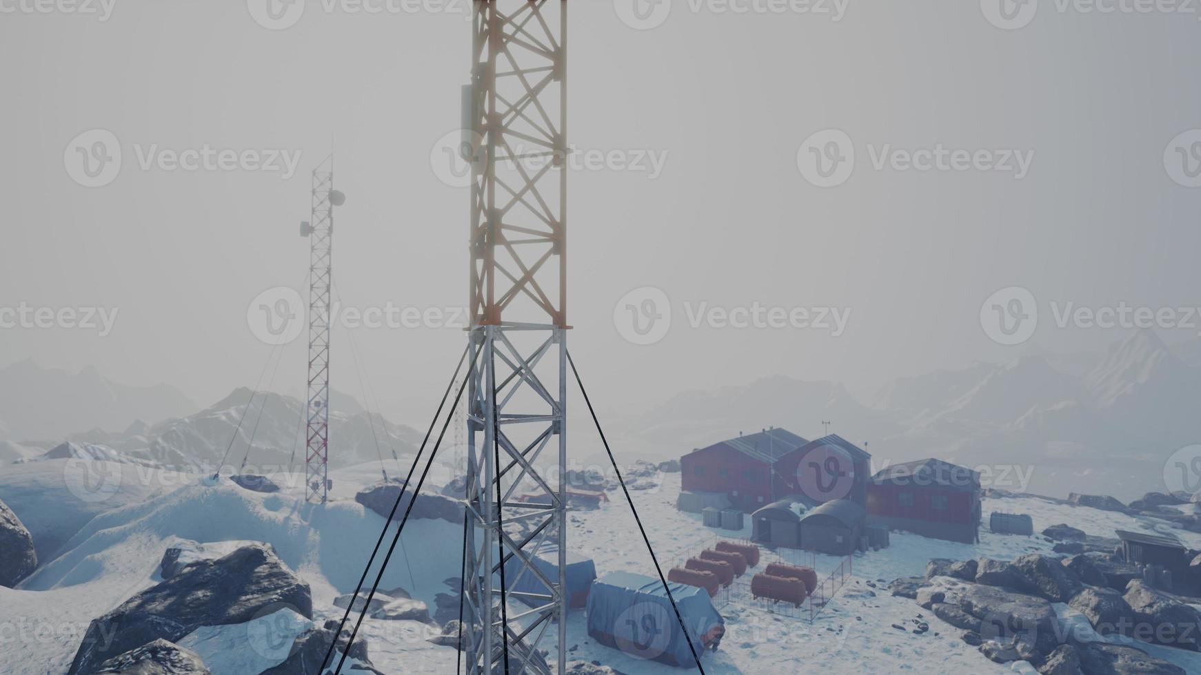 View of old antarctic base at South Pole Station in Antarctica photo