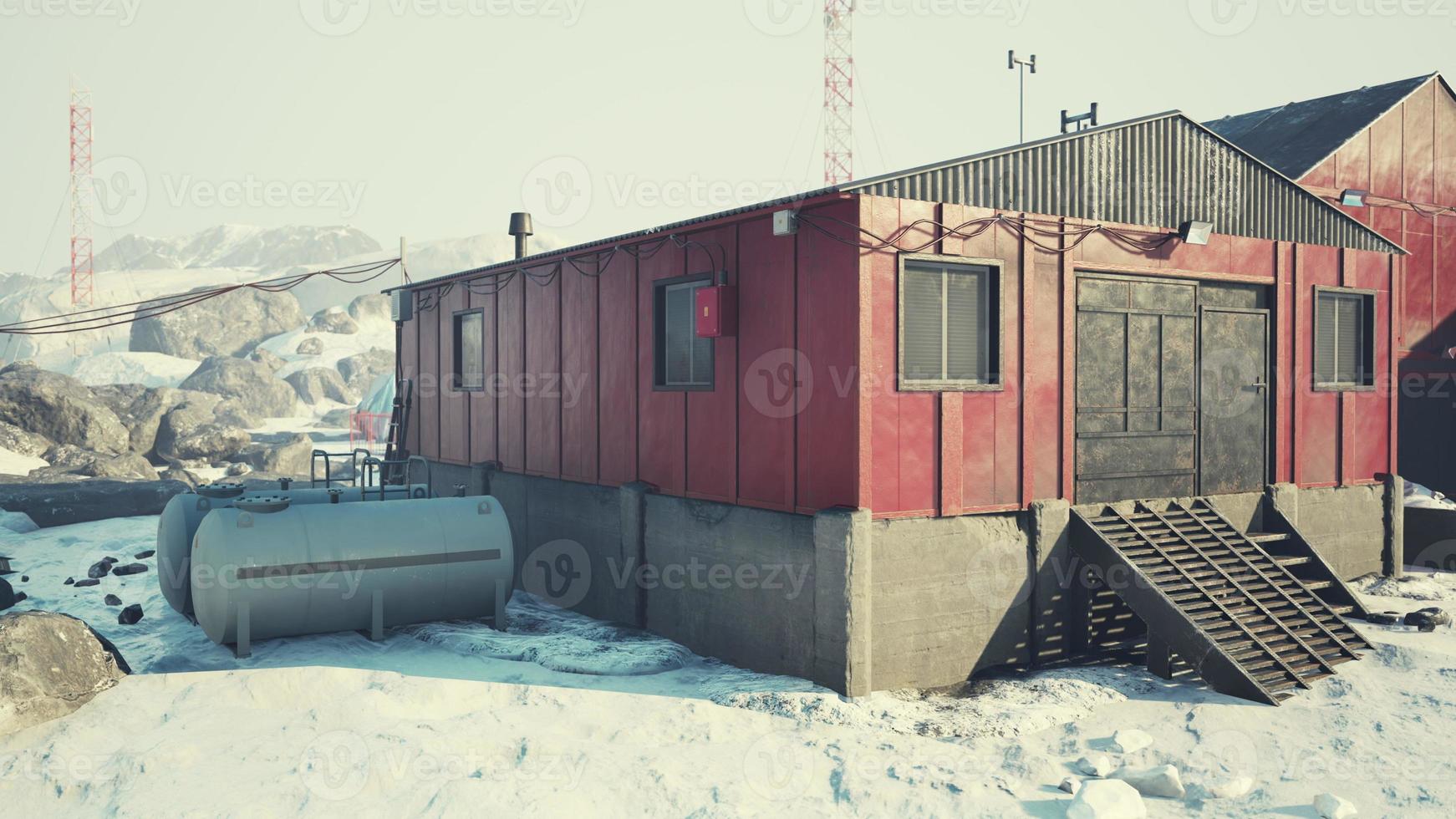 Aerial view of antarctic Station in Antarctica photo