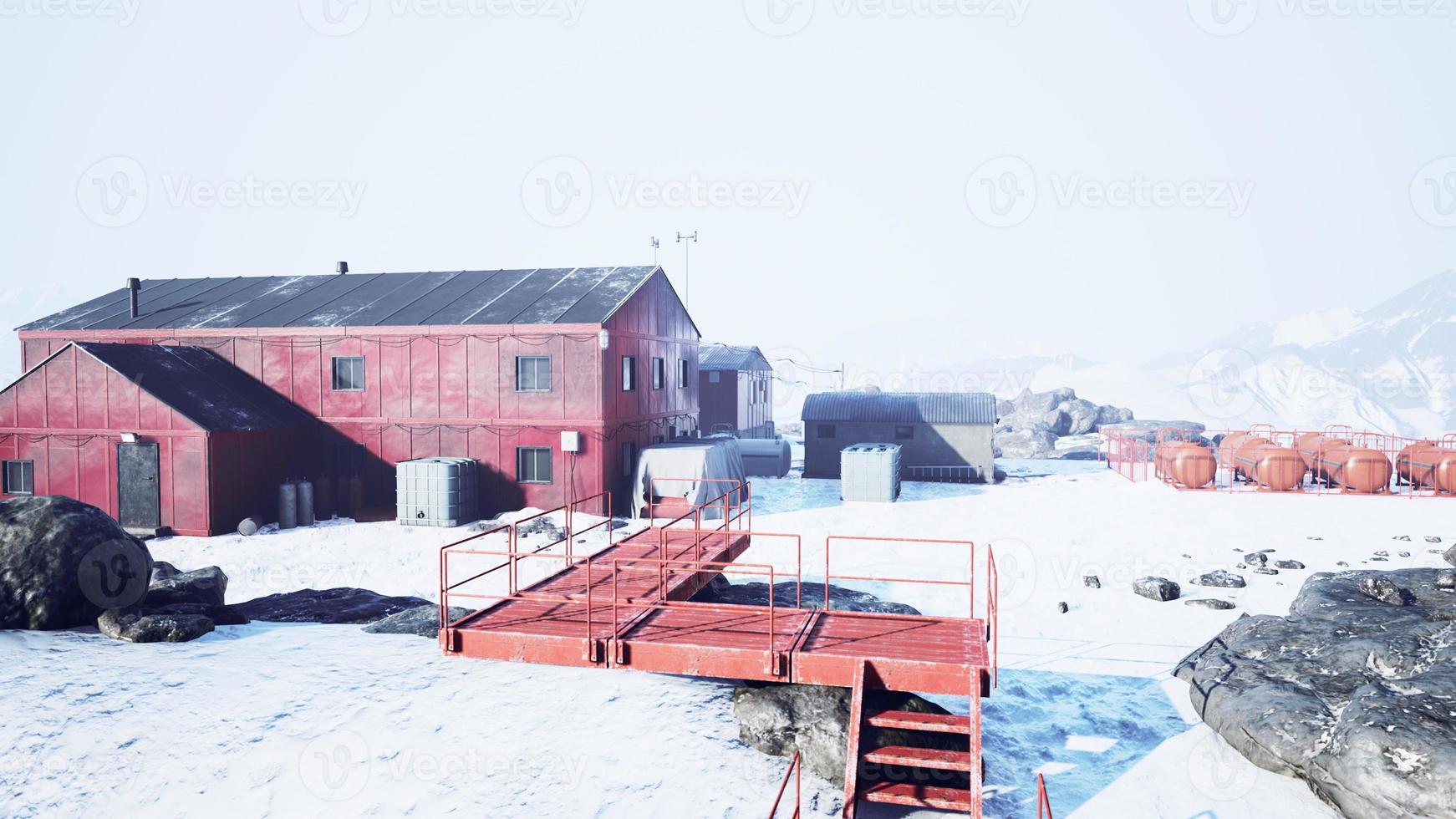 Aerial view of antarctic Station in Antarctica photo