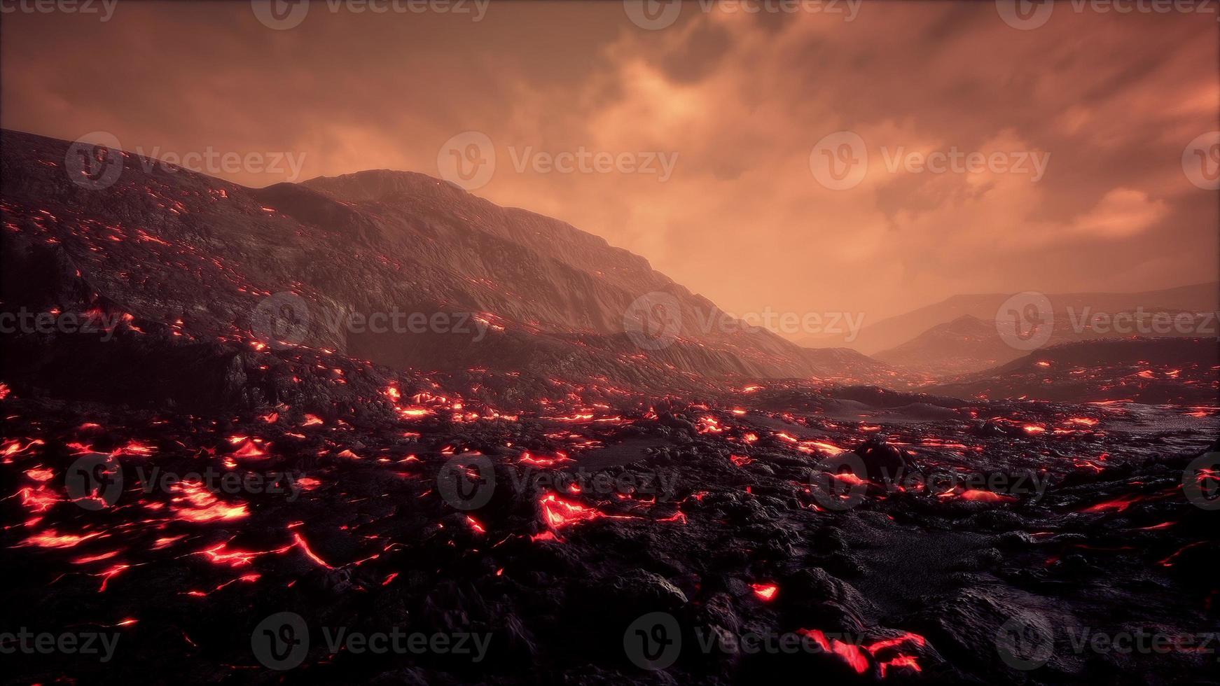 Scenic view of a part of a lava flow in the dark photo