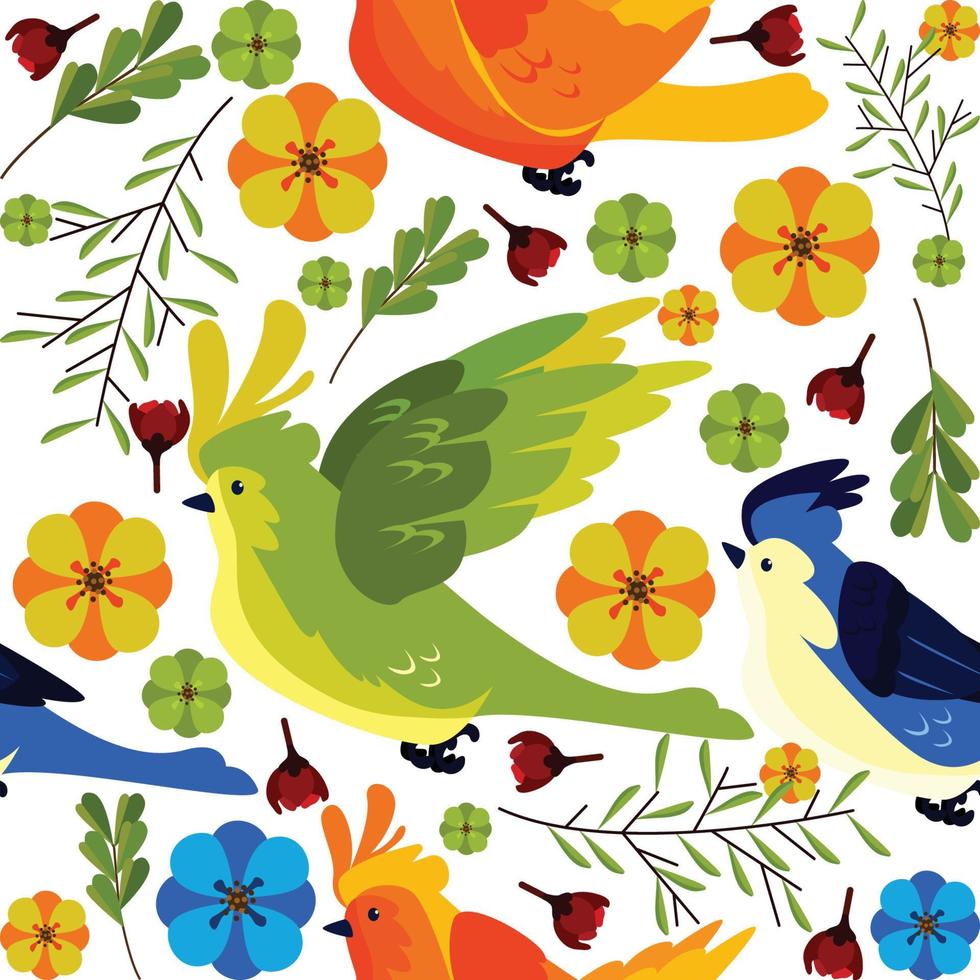 Spring Bird Seamless Pattern Concept vector