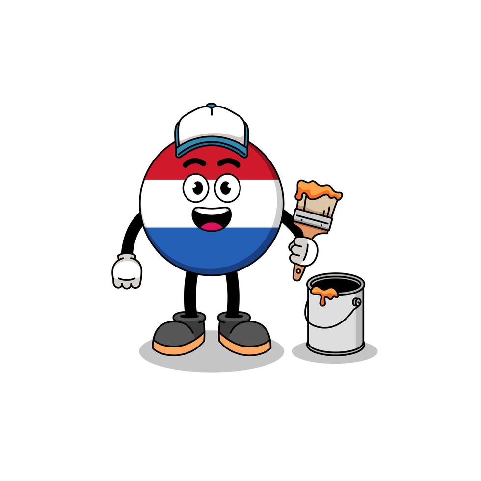 Character mascot of netherlands flag as a painter vector