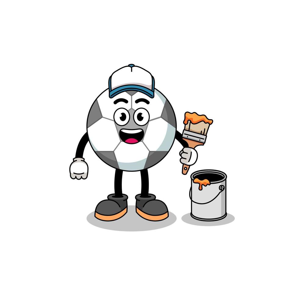 Character mascot of soccer ball as a painter vector