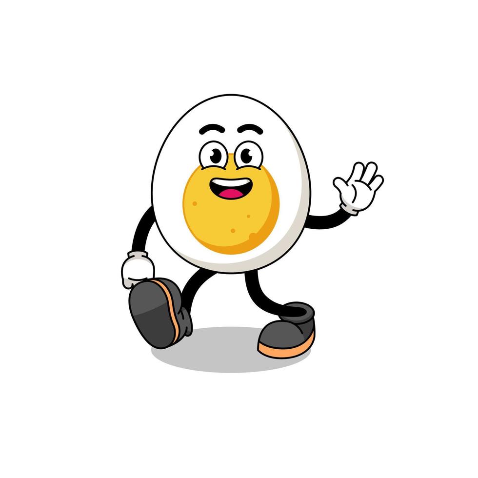 boiled egg cartoon walking vector