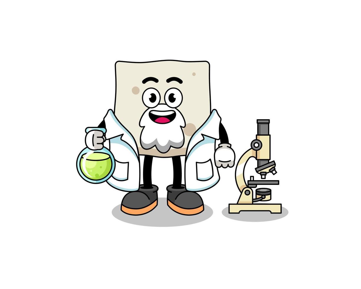 Mascot of tofu as a scientist vector