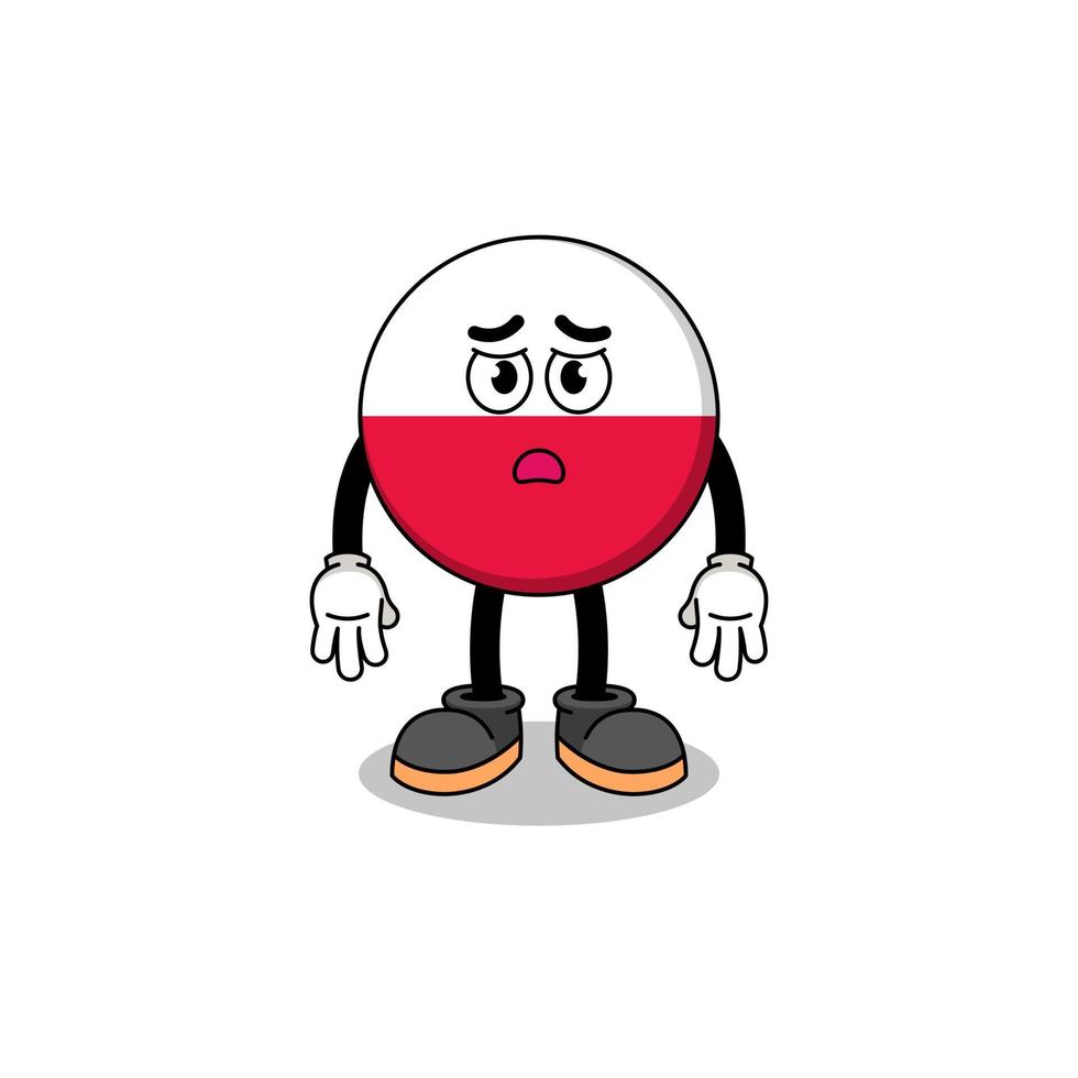 poland flag cartoon illustration with sad face vector