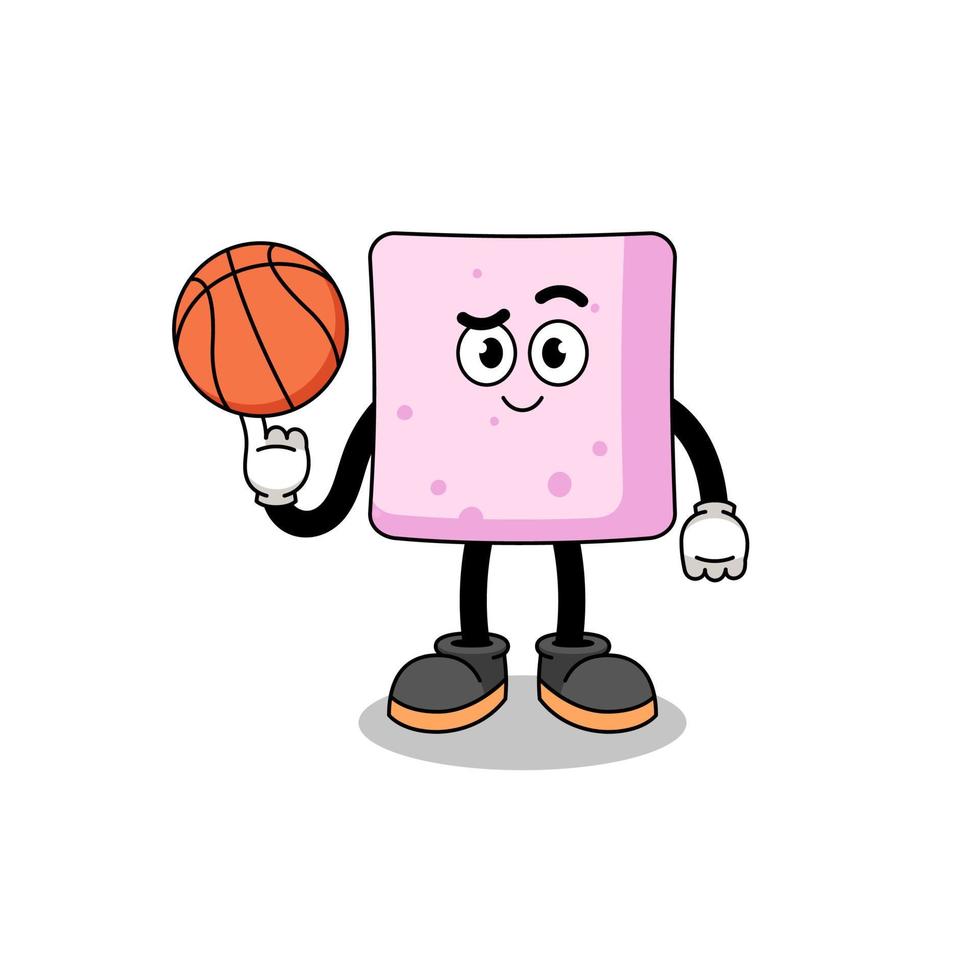 ilustración de malvavisco como jugador de baloncesto vector