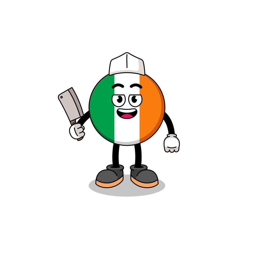 mascota de la bandera de irlanda como carnicero vector