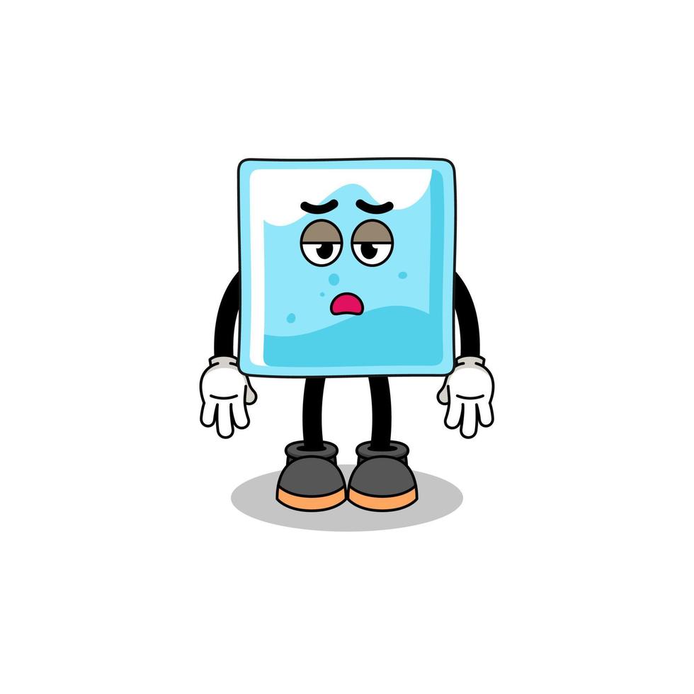 ice block cartoon with fatigue gesture vector
