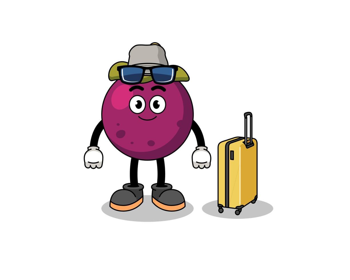 mangosteen mascot doing vacation vector