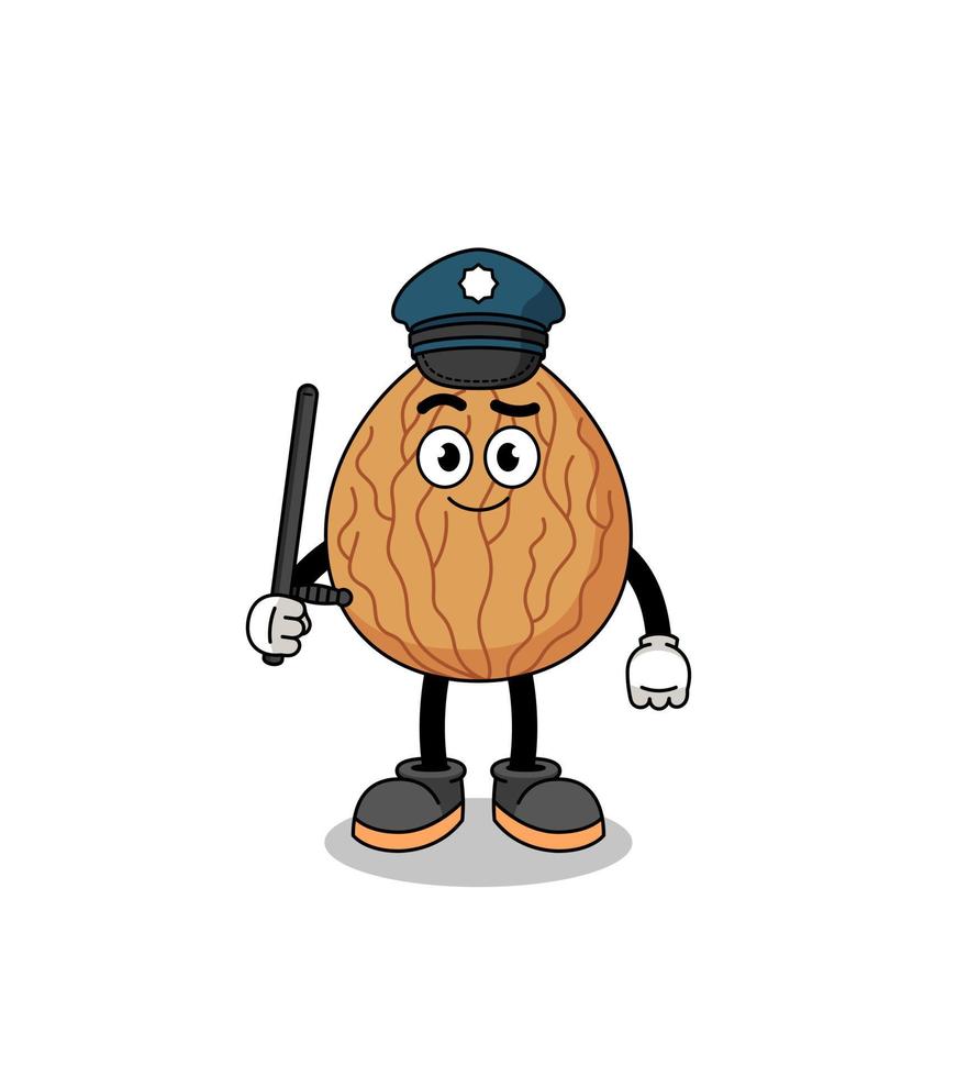 Cartoon Illustration of almond police vector