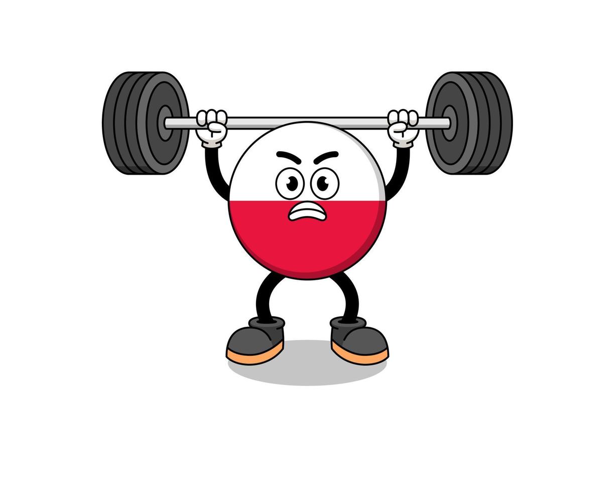poland flag mascot cartoon lifting a barbell vector