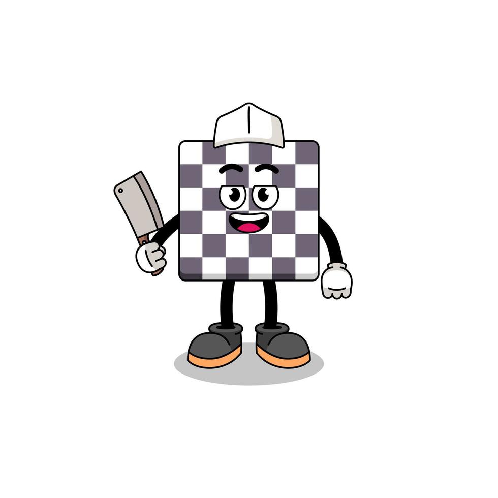 Mascot of chessboard as a butcher vector