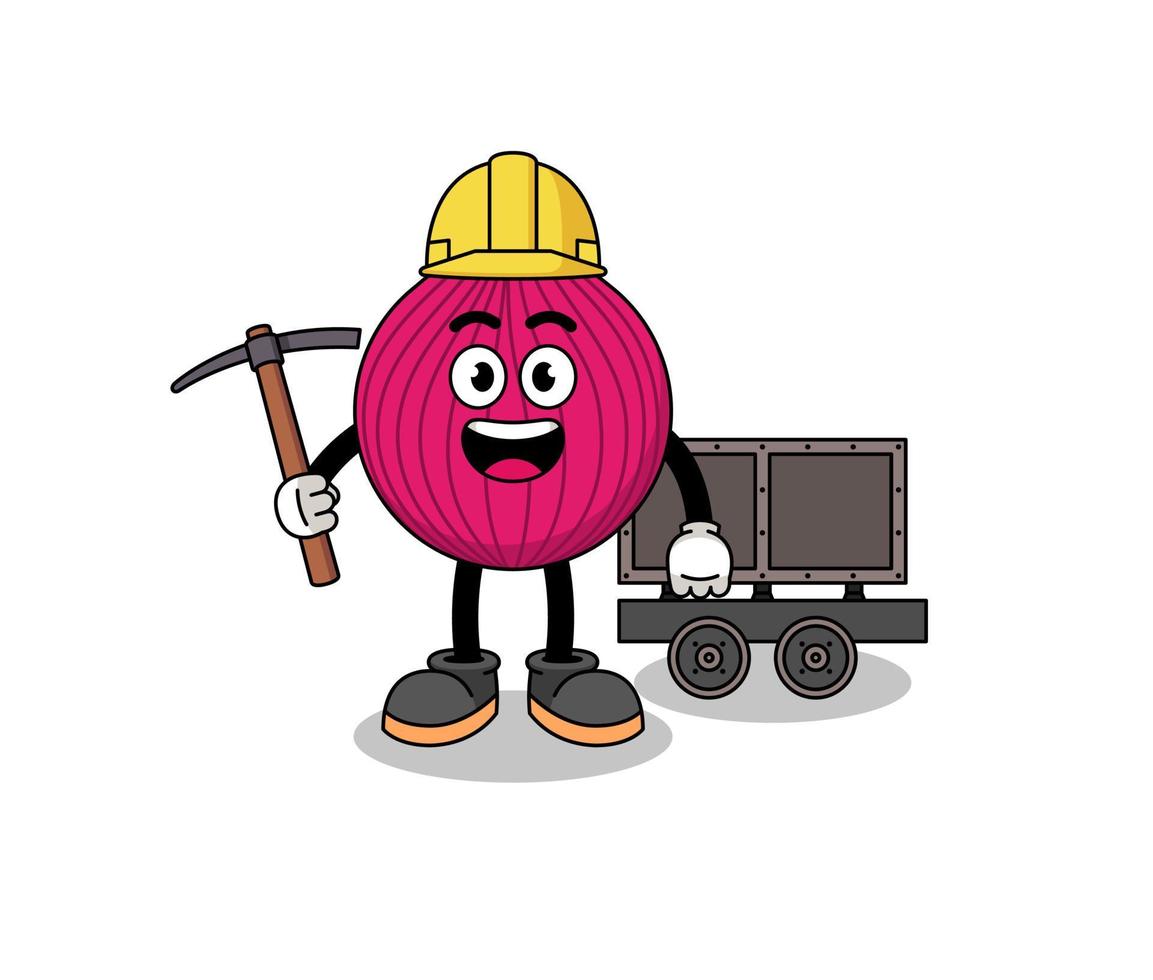 Mascot Illustration of onion red miner vector