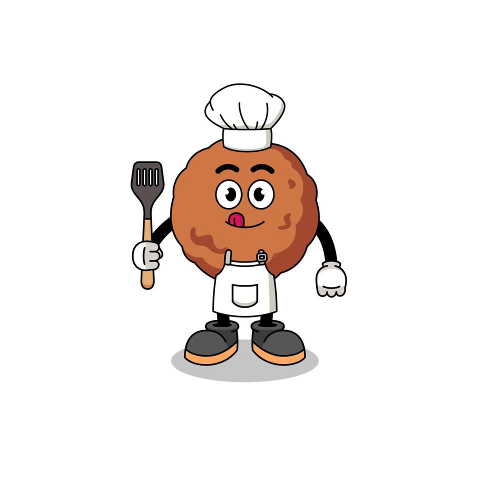 Mascot Illustration of meatball chef vector