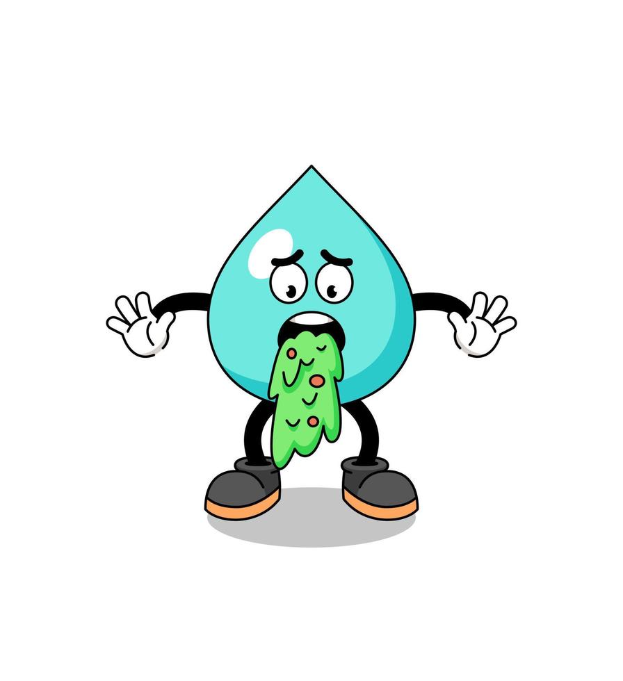 water mascot cartoon vomiting vector