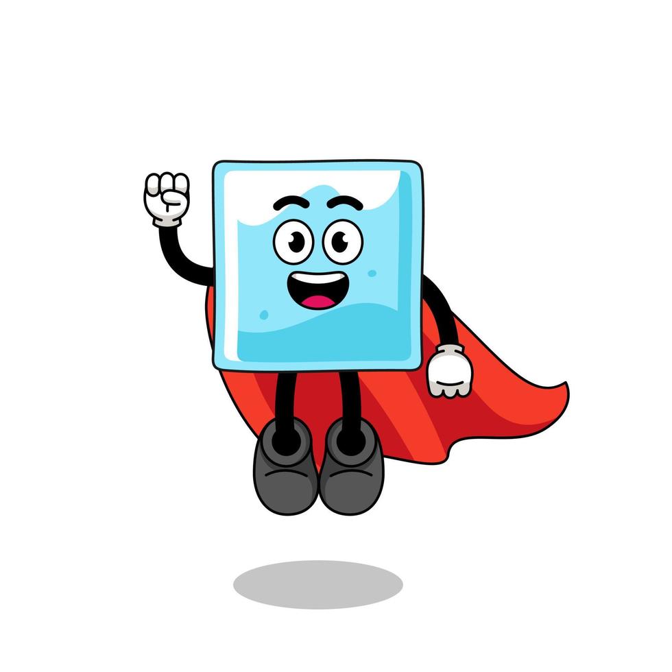 ice block cartoon with flying superhero vector