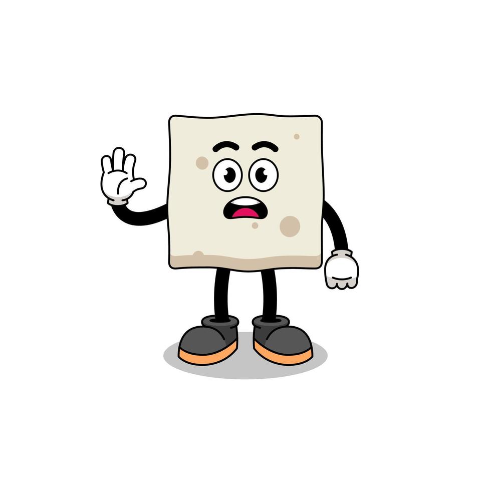 tofu cartoon illustration doing stop hand vector