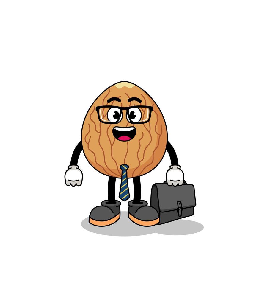 almond mascot as a businessman vector