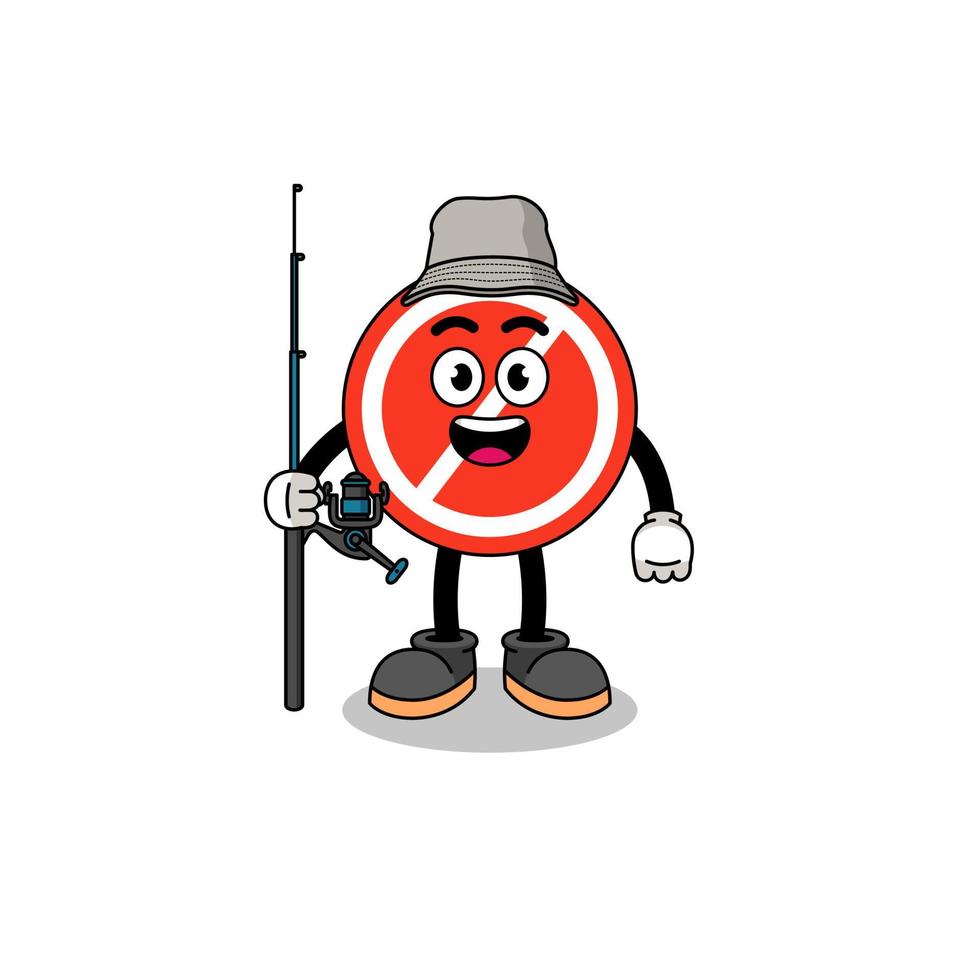 Mascot Illustration of stop sign fisherman vector
