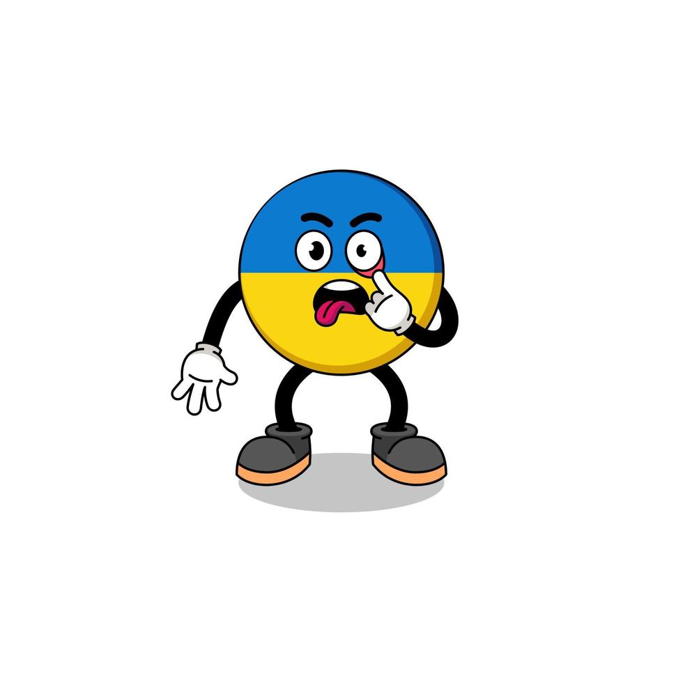 Character Illustration of ukraine flag with tongue sticking out vector