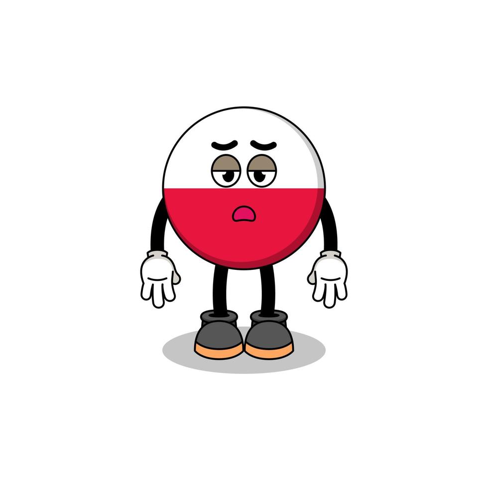dibujos animados de bandera de polonia con gesto de fatiga vector