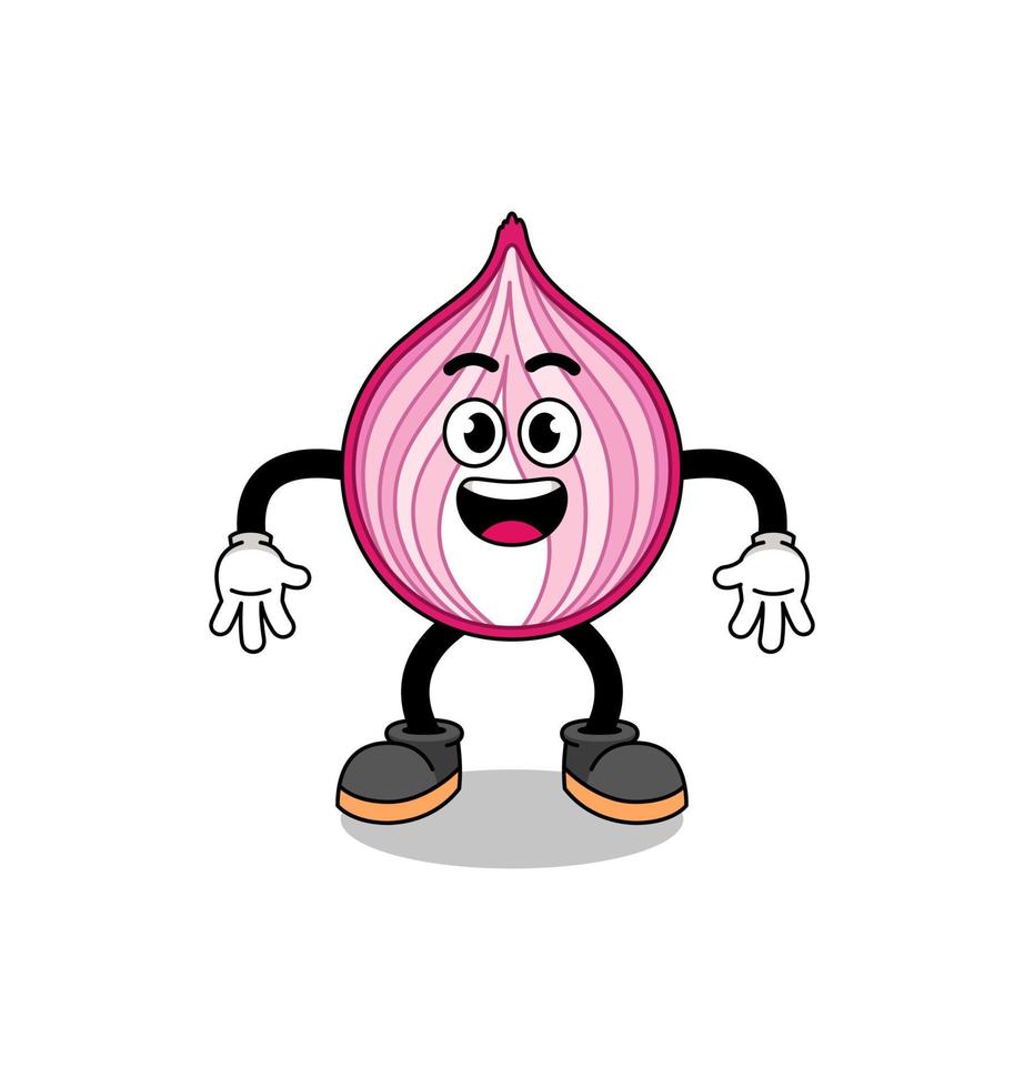 sliced onion cartoon with surprised gesture vector