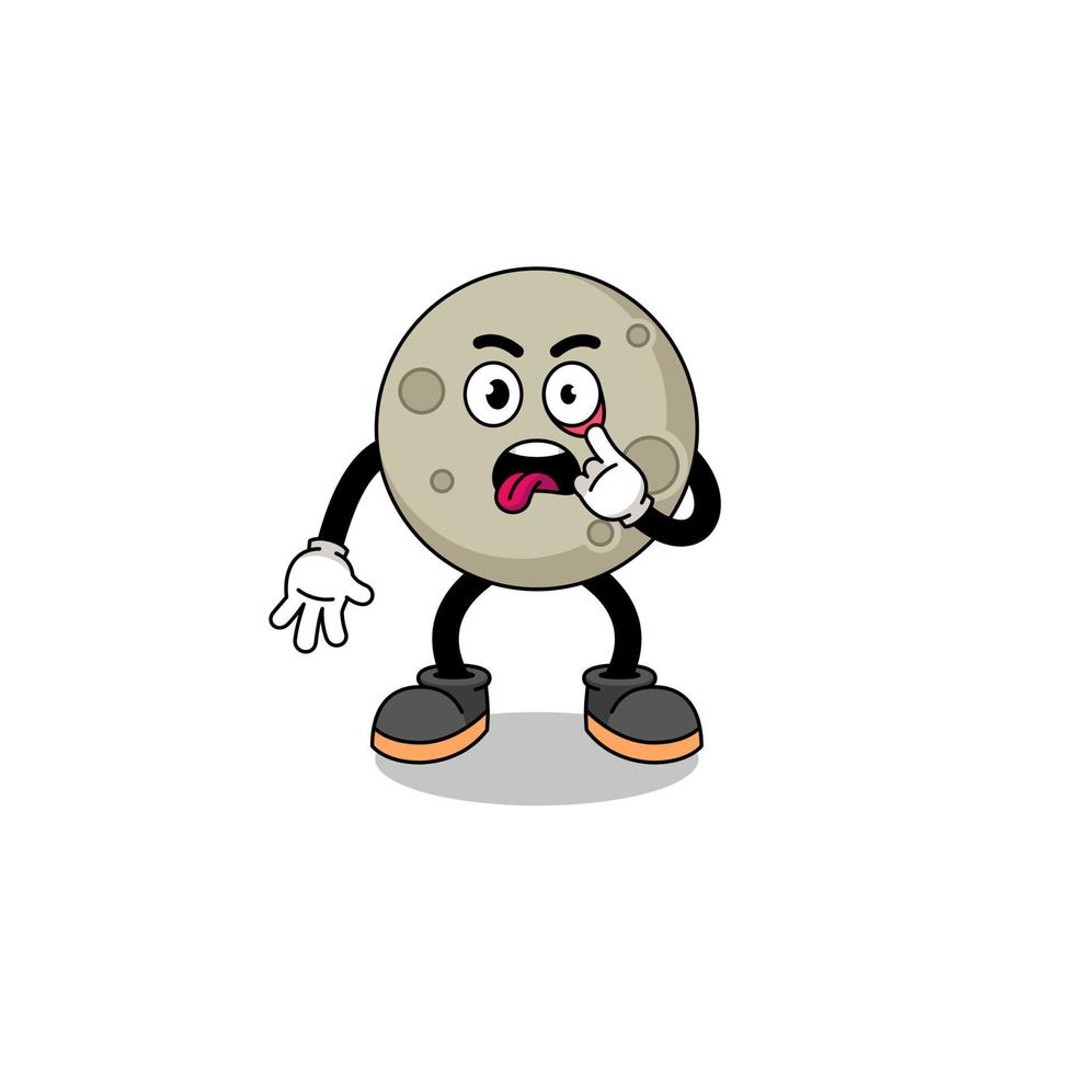 Character Illustration of moon with tongue sticking out vector